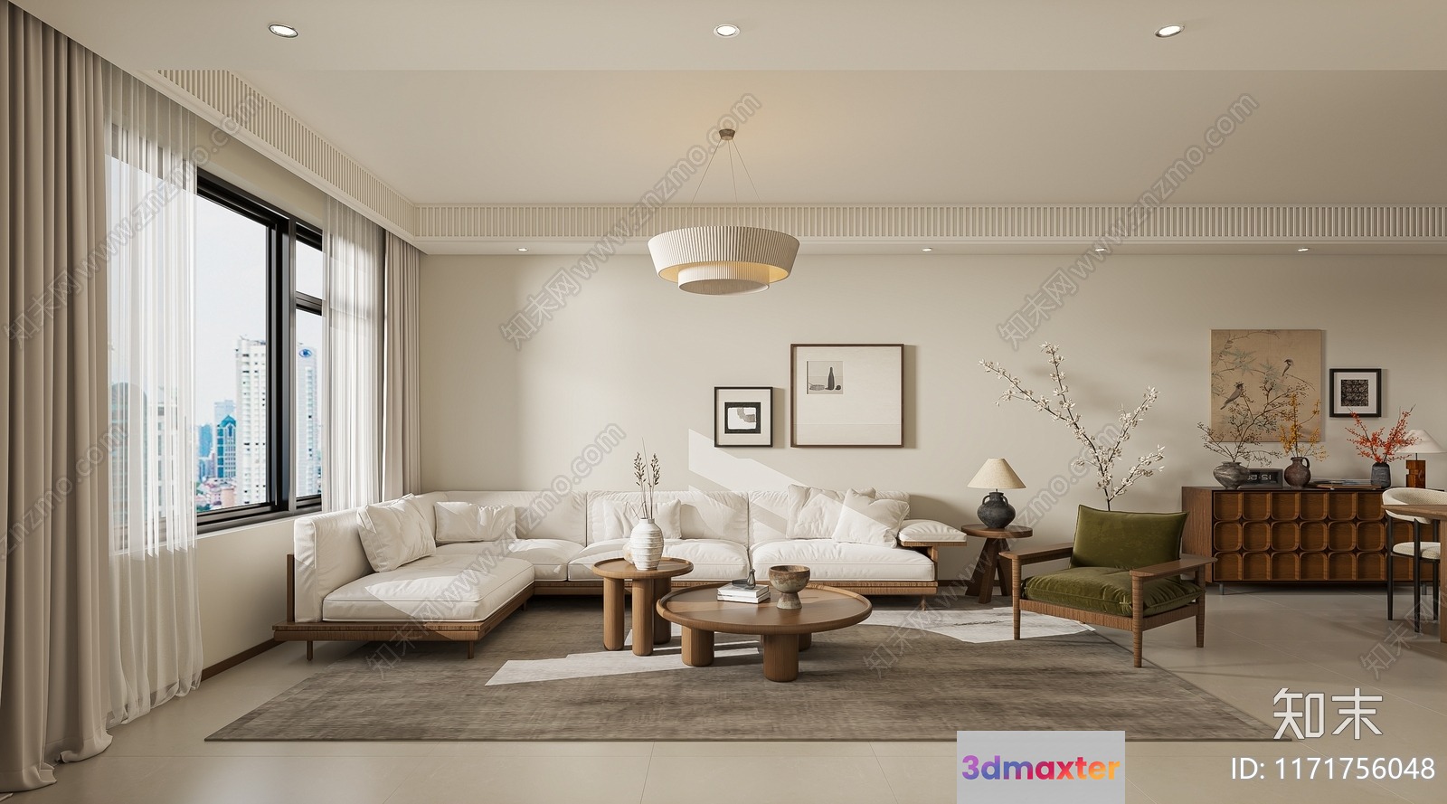 Modern Living Room 3D Model - 14716 - VRAY Render