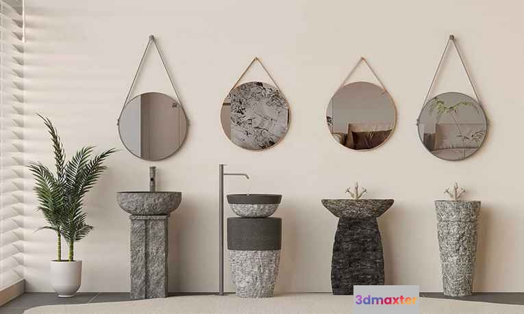 Modern Bathroom Decor 3D Model - 850 - VRAY Render