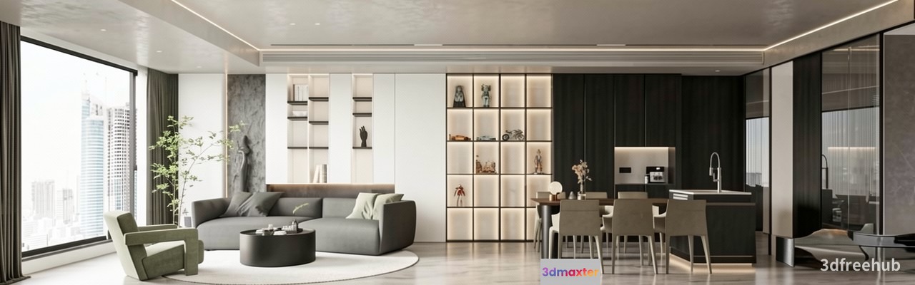 Modern Living Room 3D Model - 21956 - VRAY Render
