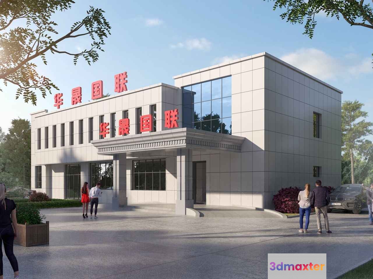 A Building With Chinese Characters 3D Model - 17800 - CORONA Render