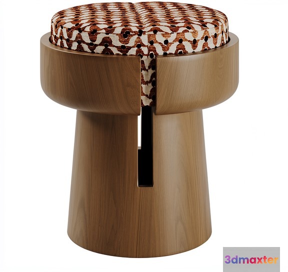 Wooden Stool With Cushion 3D Model - 22239 - VRAY Render