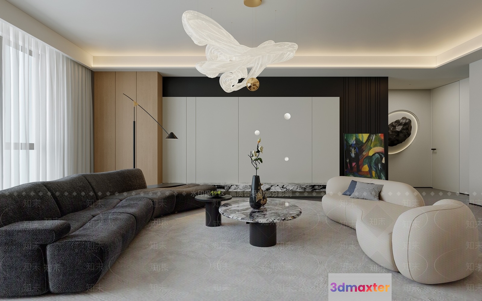 Modern Living Room 3D Model - 17286 - VRAY Render