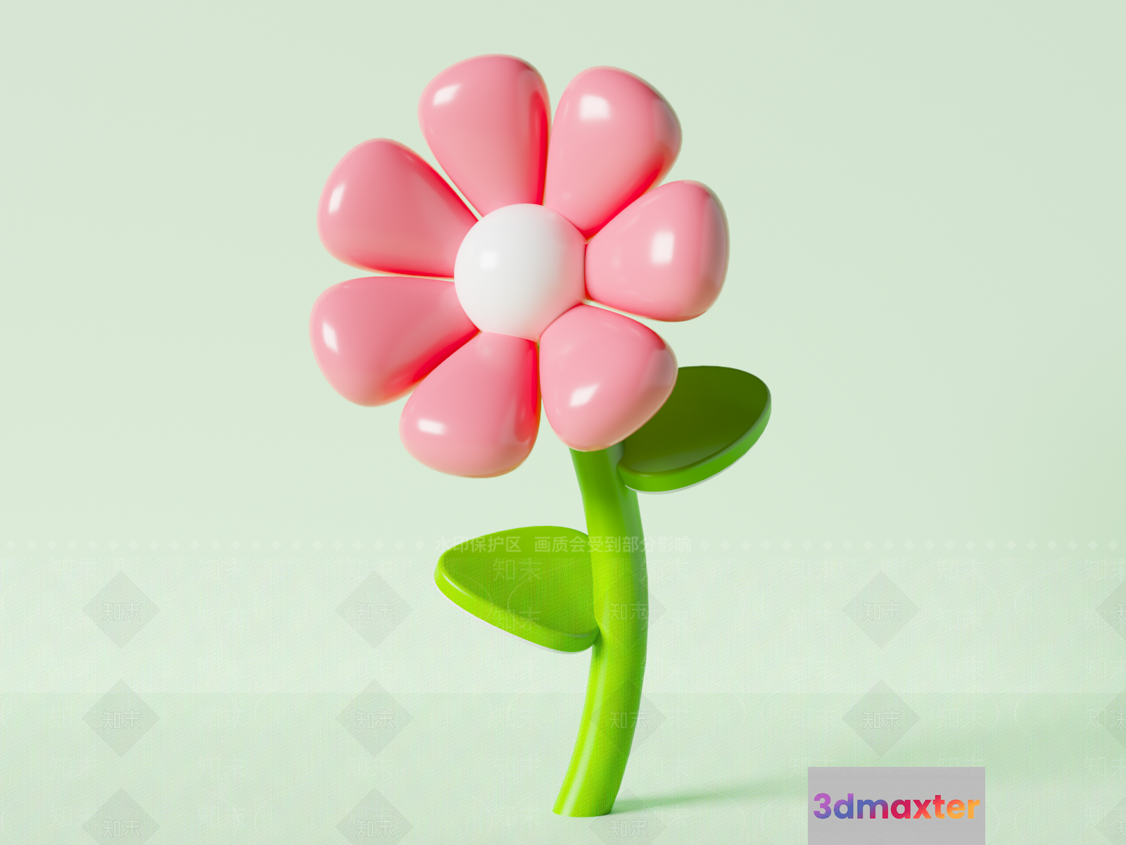 Pink Balloon Flower 3D Model - 23205 - VRAY Render