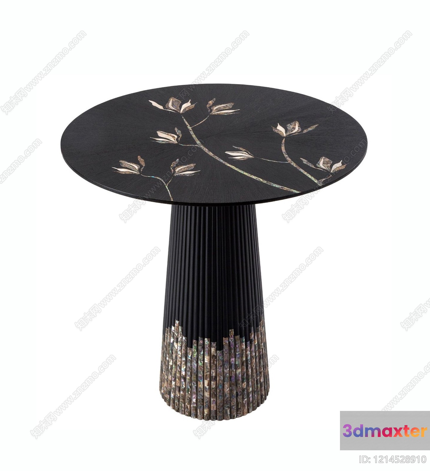 A Table With A Unique Design Featuring A Round Top And A Tall 3D Model - 9899 - VRAY Render
