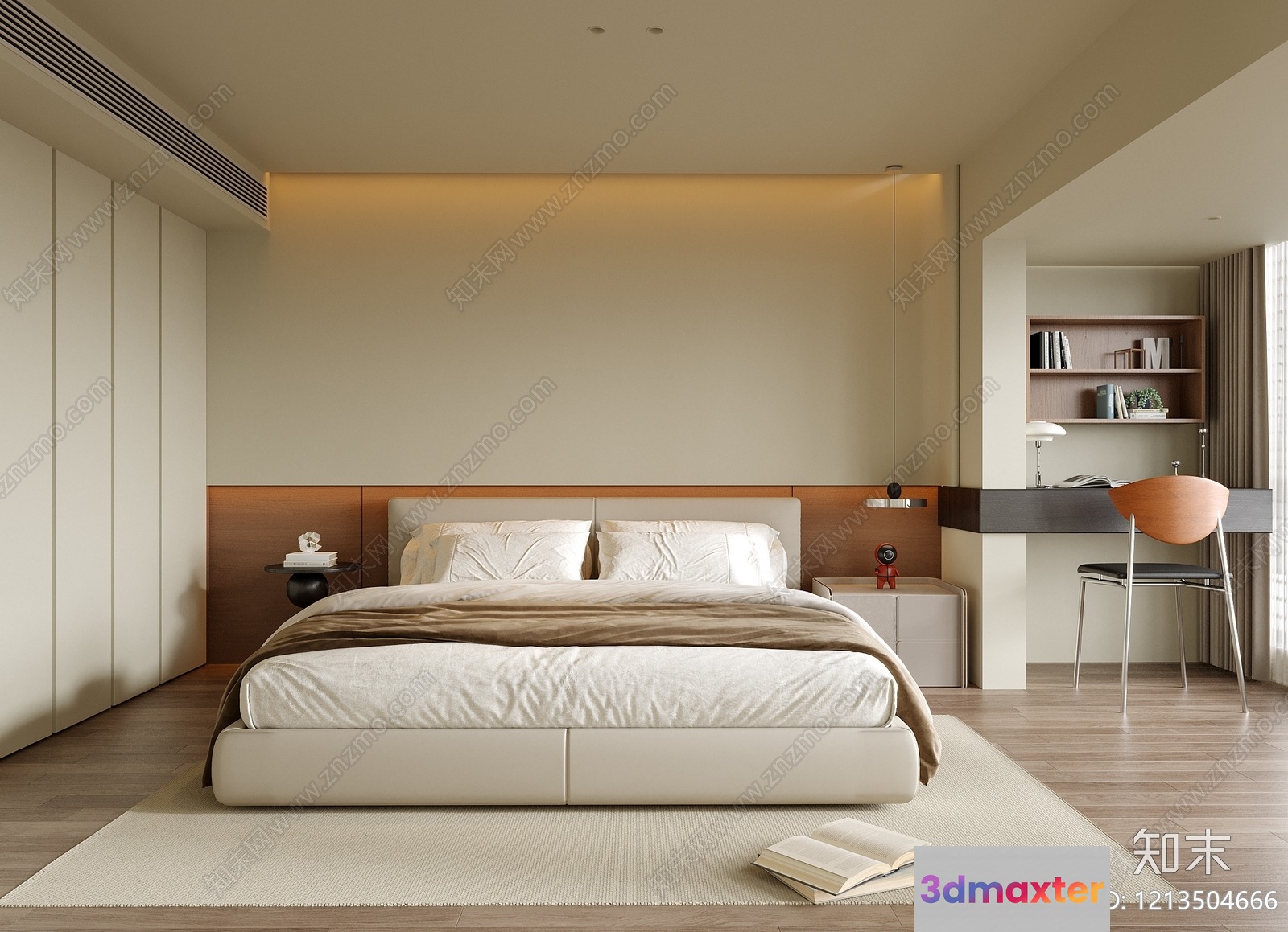 Cozy Modern Bedroom 3D Model - 3926 - VRAY Render