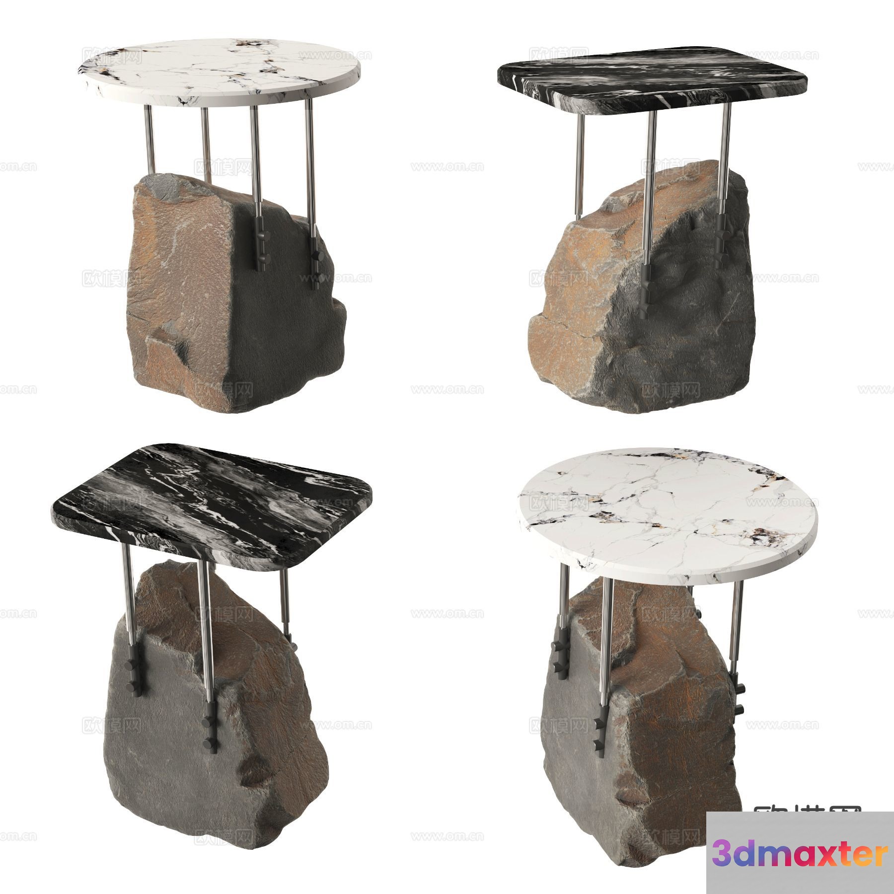 Modern Stone Tables 3D Model - 11480 - VRAY Render
