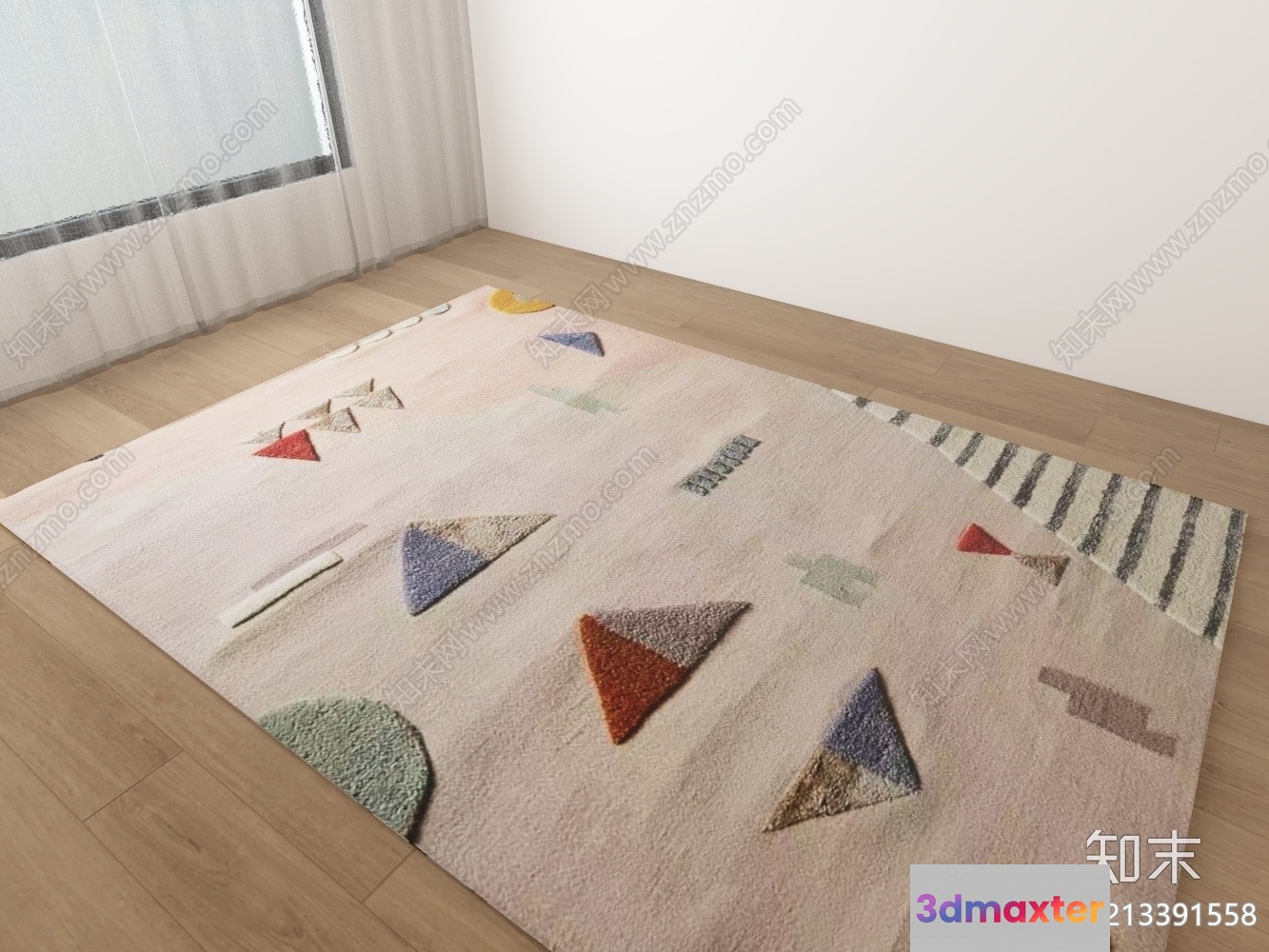 Cozy Geometric Rug In A Room 3D Model - 8022 - VRAY Render