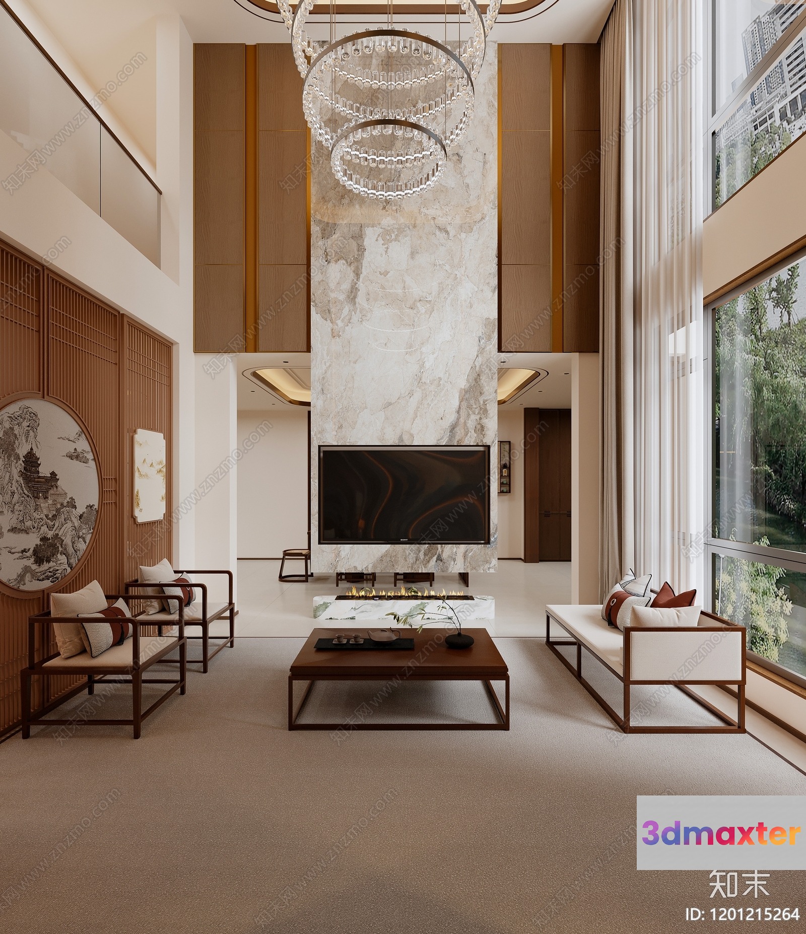 Modern Living Room 3D Model - 15553 - CORONA Render