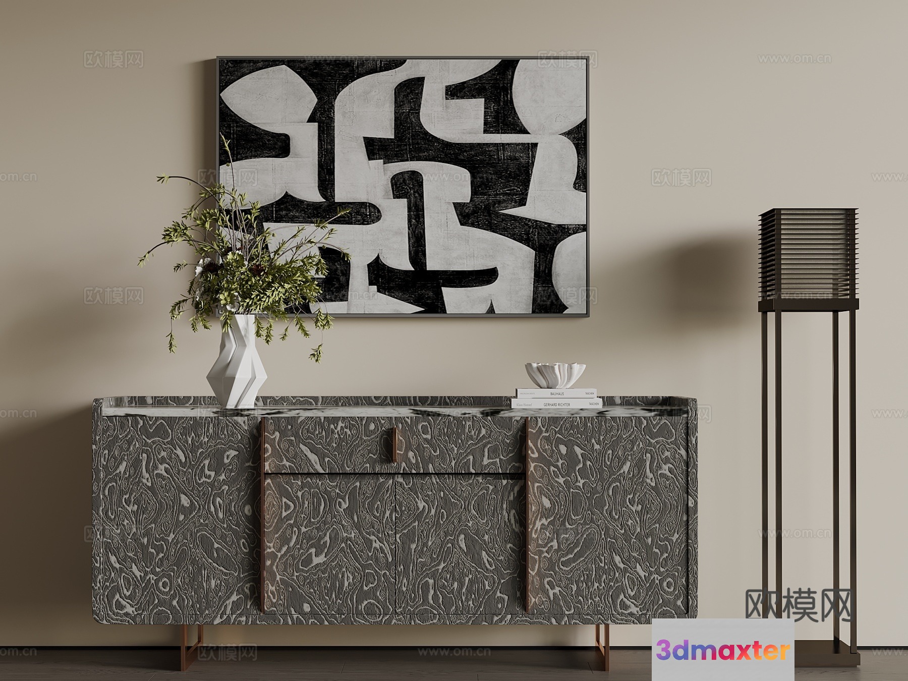 Modern Abstract Painting 3D Model - 23414 - VRAY Render