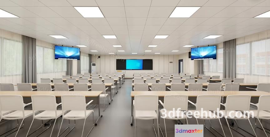 A Large Empty Classroom 3D Model - 23507 - VRAY Render