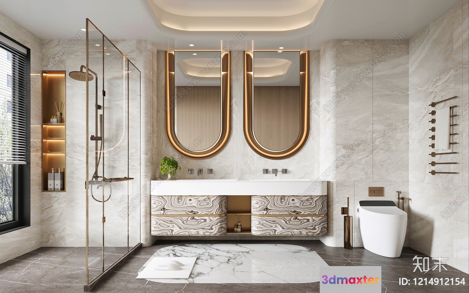 Modern Bathroom Design 3D Model - 7617 - VRAY Render