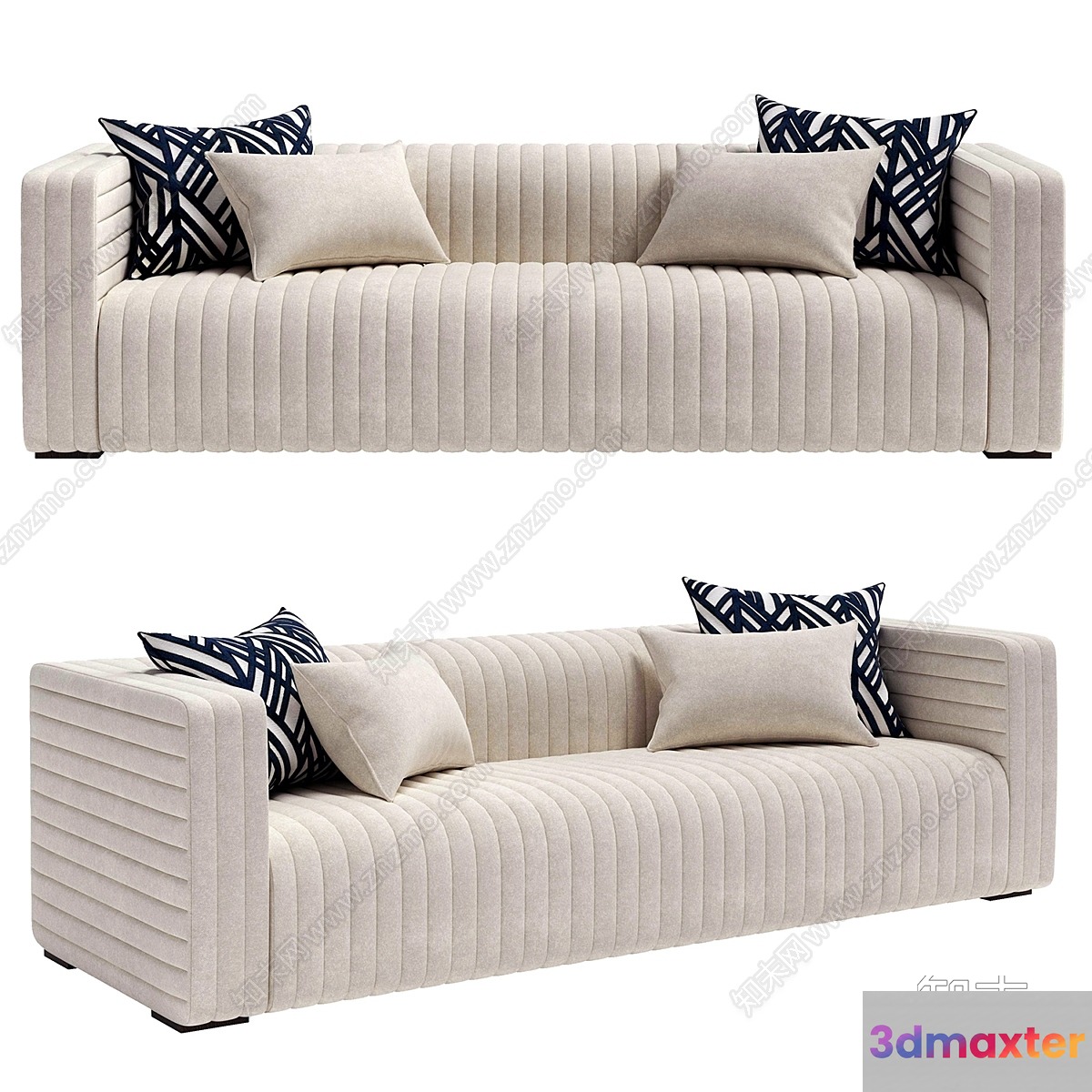 Modern Light Beige Sofa 3D Model - 17758 - VRAY Render