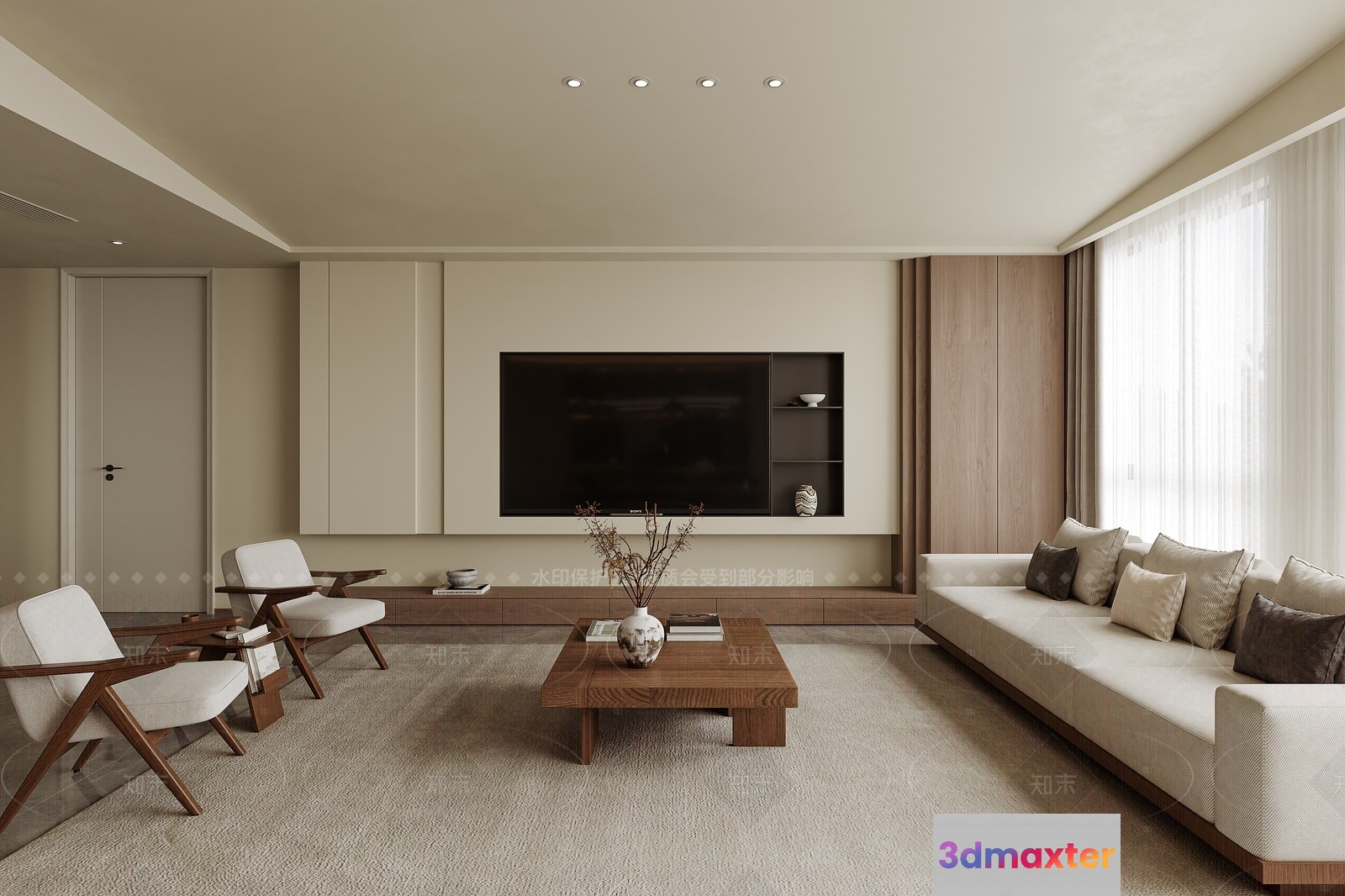 Modern Living Room 3D Model - 20053 - VRAY Render