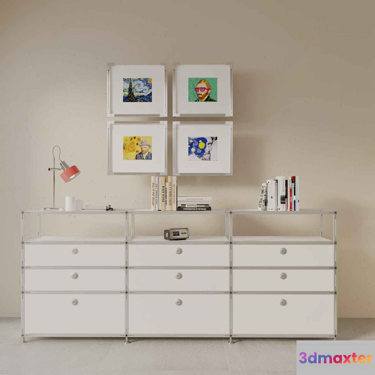 Modern White Dresser 3D Model - 6529 - VRAY Render