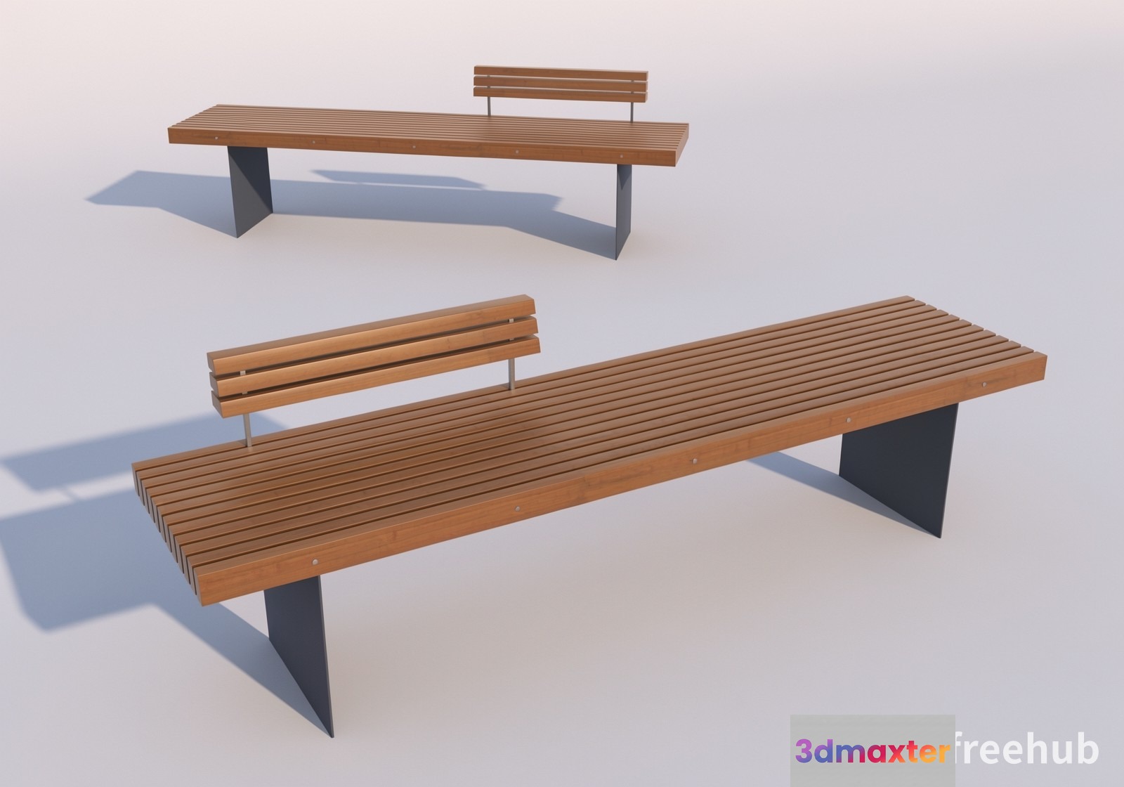 Three Wooden Benches 3D Model - 19352 - VRAY Render