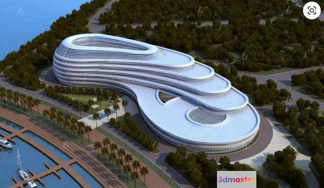 Modern White Building 3D Model - 5596 - VRAY Render
