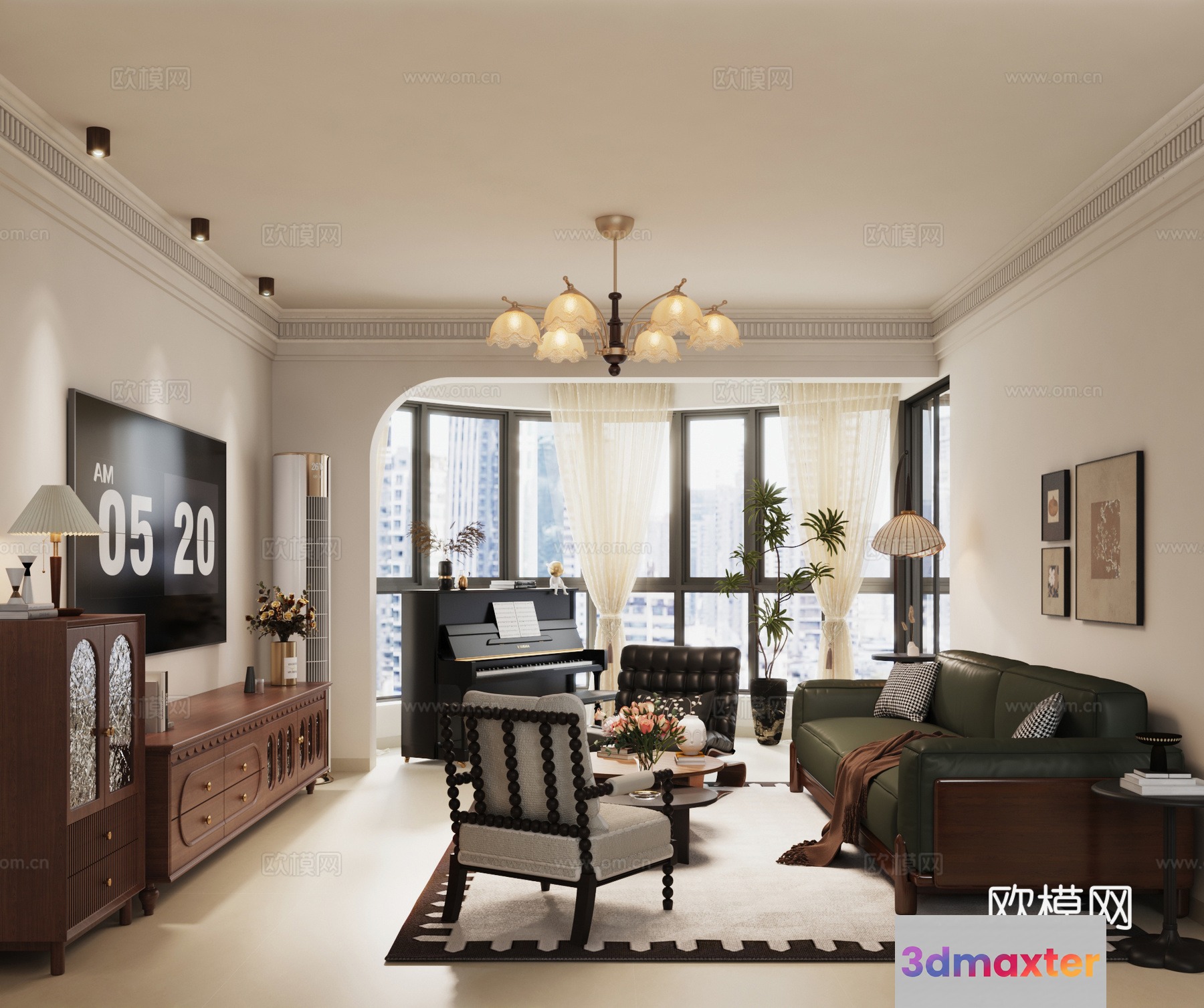 Modern Living Room 3D Model - 12157 - VRAY Render