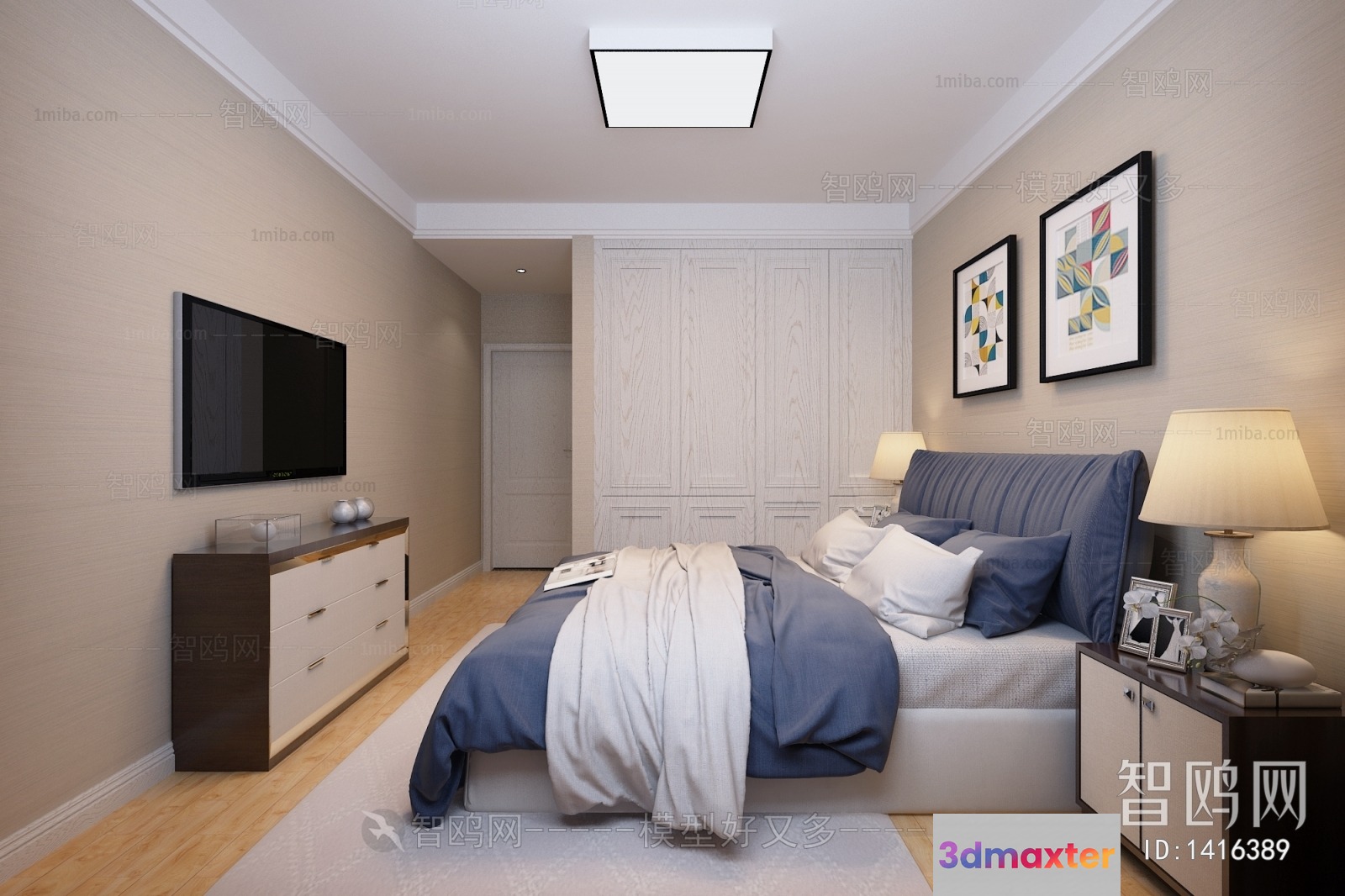 Cozy Bedroom 3D Model - 23636 - VRAY Render