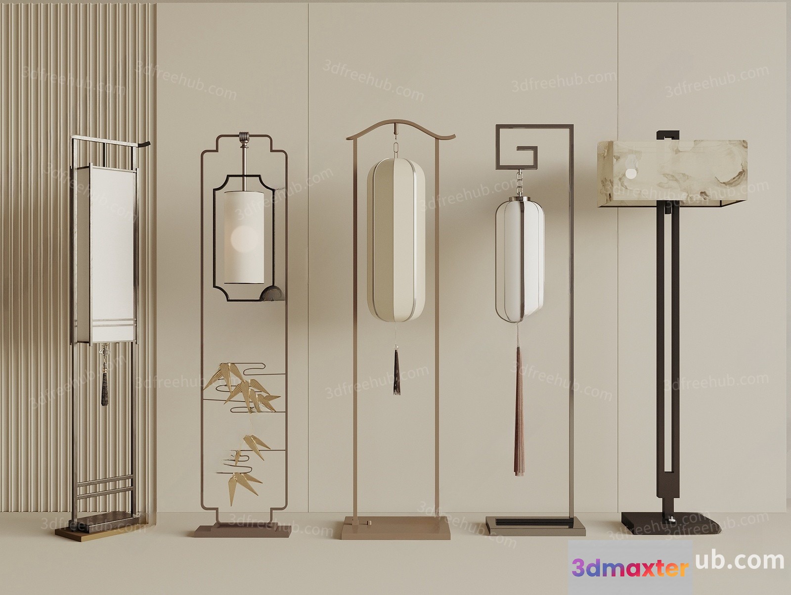 A Collection Of Wind Chimes 3D Model - 19281 - VRAY Render