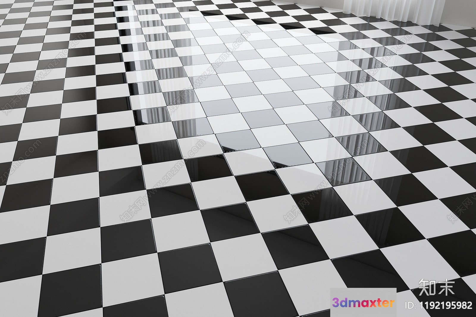 Black And White Checkered Floor 3D Model - 5184 - VRAY Render