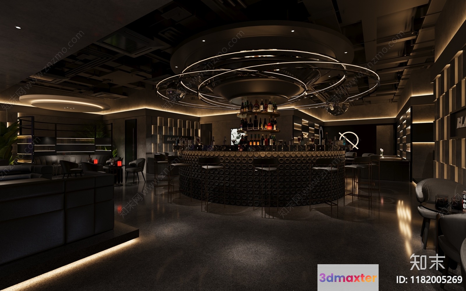 Modern Bar With A Circular Bar 3D Model - 11547 - VRAY Render
