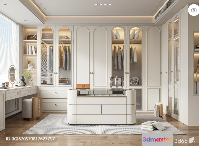 A White Walk-In Closet 3D Model - 23709 - VRAY Render