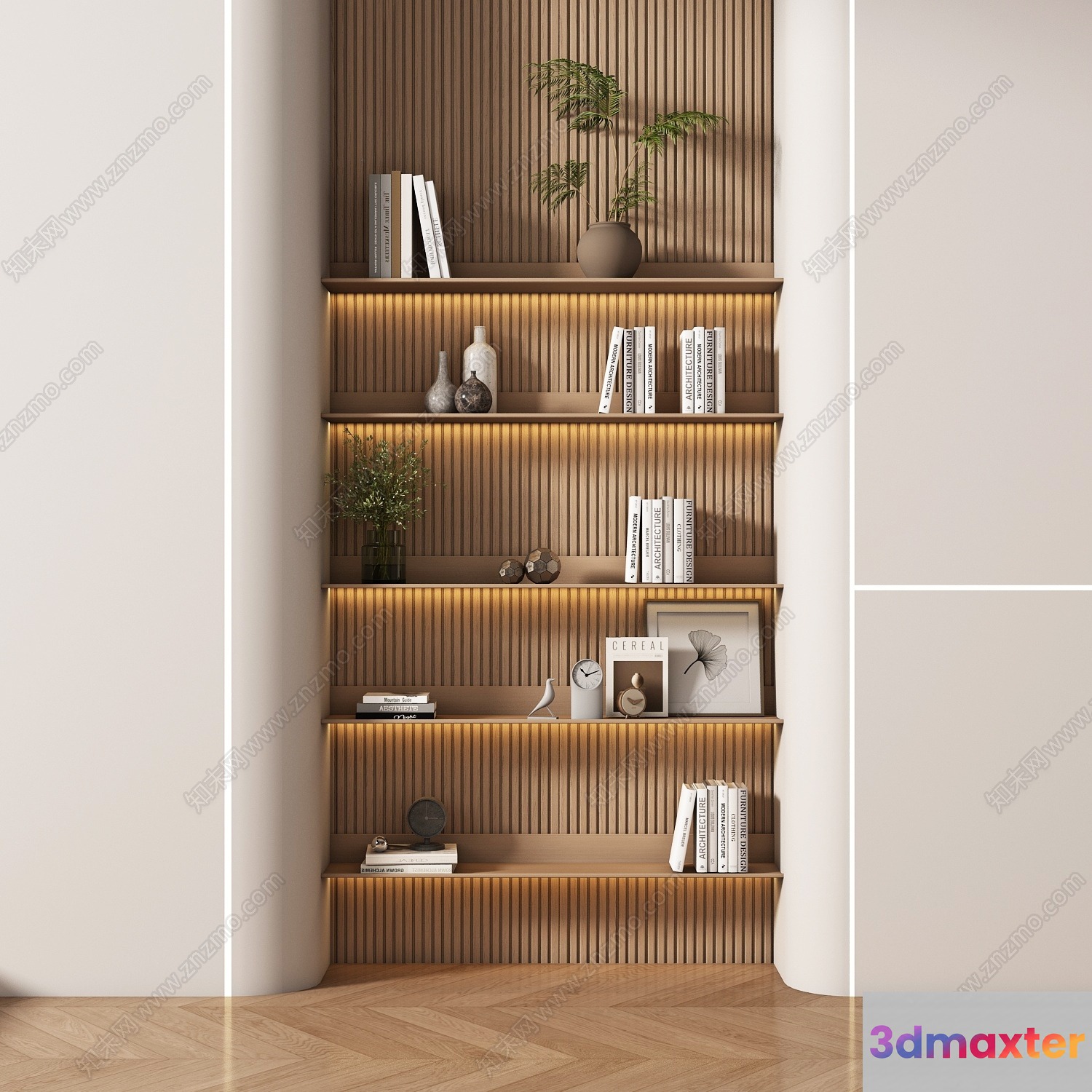 Modern Bookshelf 3D Model - 21897 - VRAY Render