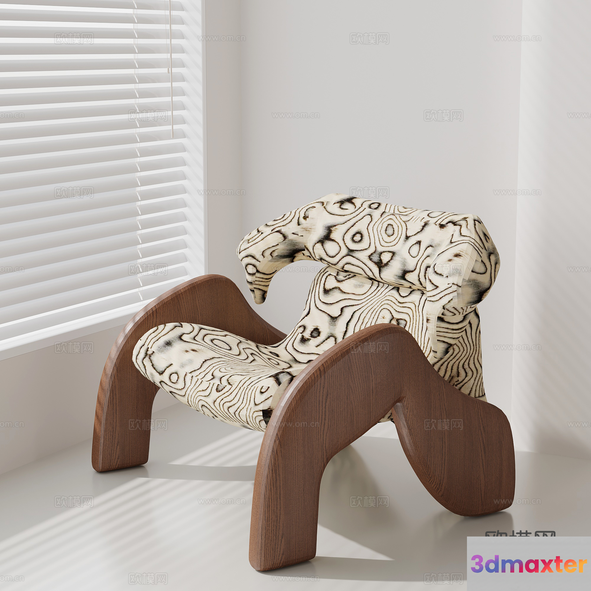 Wooden Chair With Abstract Design 3D Model - 18484 - VRAY Render