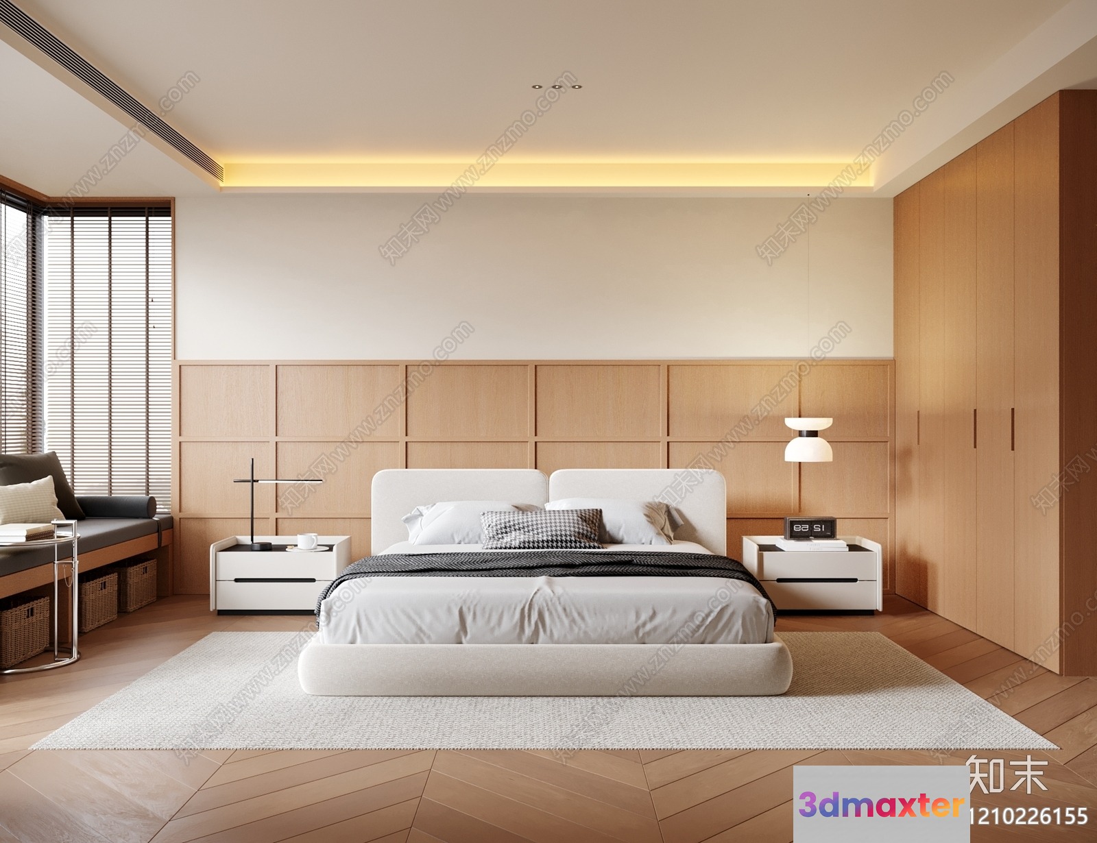 Cozy Modern Bedroom 3D Model - 10732 - VRAY Render