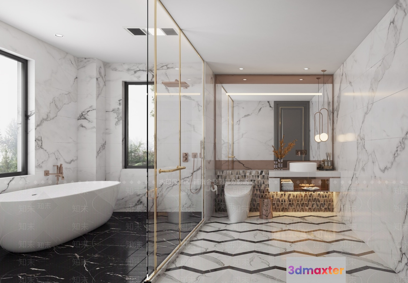 Modern Bathroom 3D Model - 3768 - VRAY Render