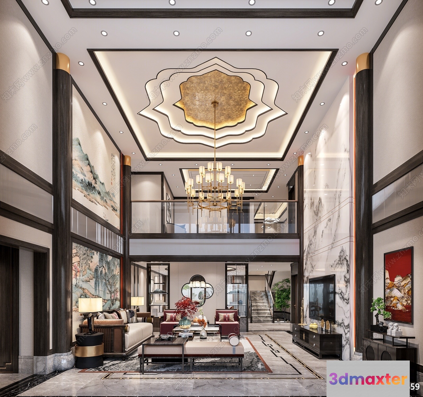 A Large Open Living Room 3D Model - 22727 - CORONA Render