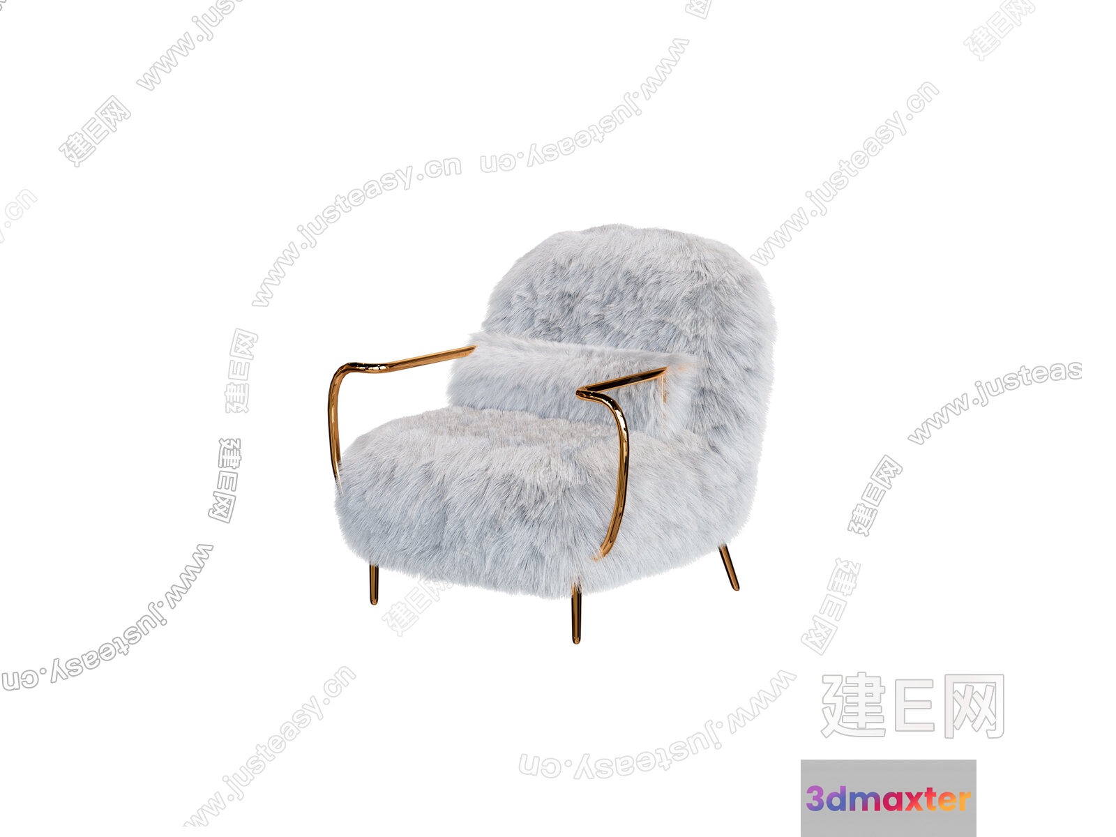 White Fur Chair 3D Model - 6812 - VRAY Render