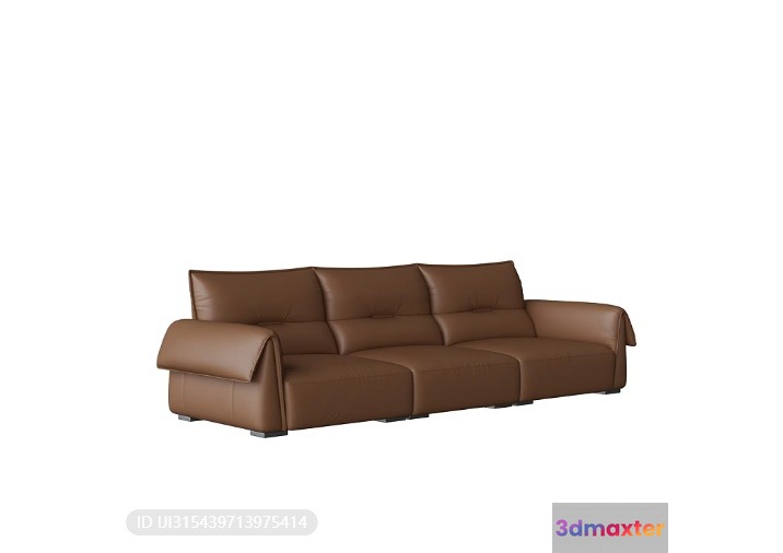 A Brown Leather Sofa 3D Model - 5433 - VRAY Render