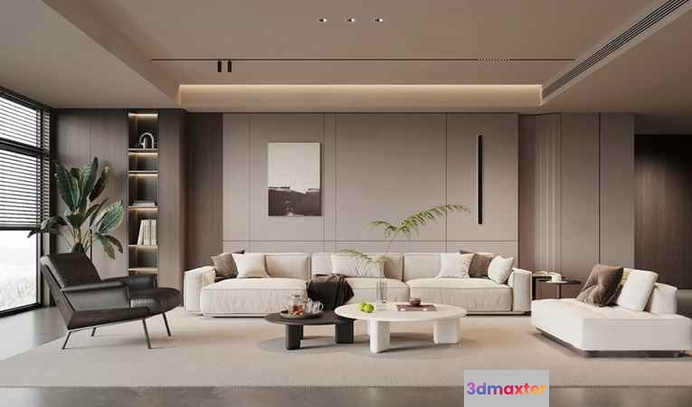 Modern Living Room 3D Model - 4037 - VRAY Render