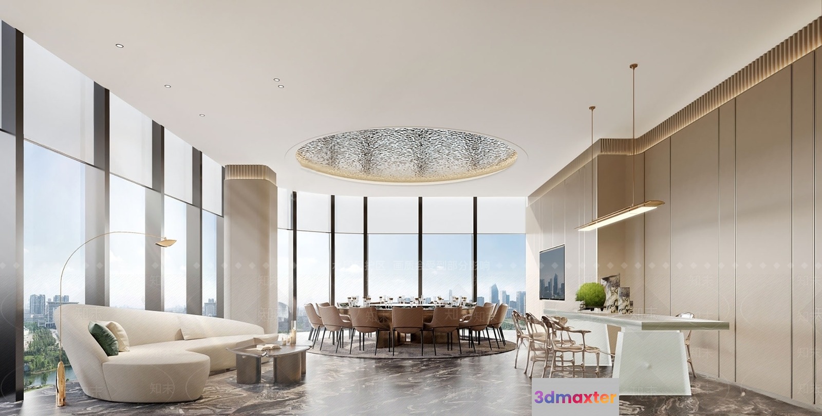 Modern High-End Dining Room 3D Model - 9046 - VRAY Render