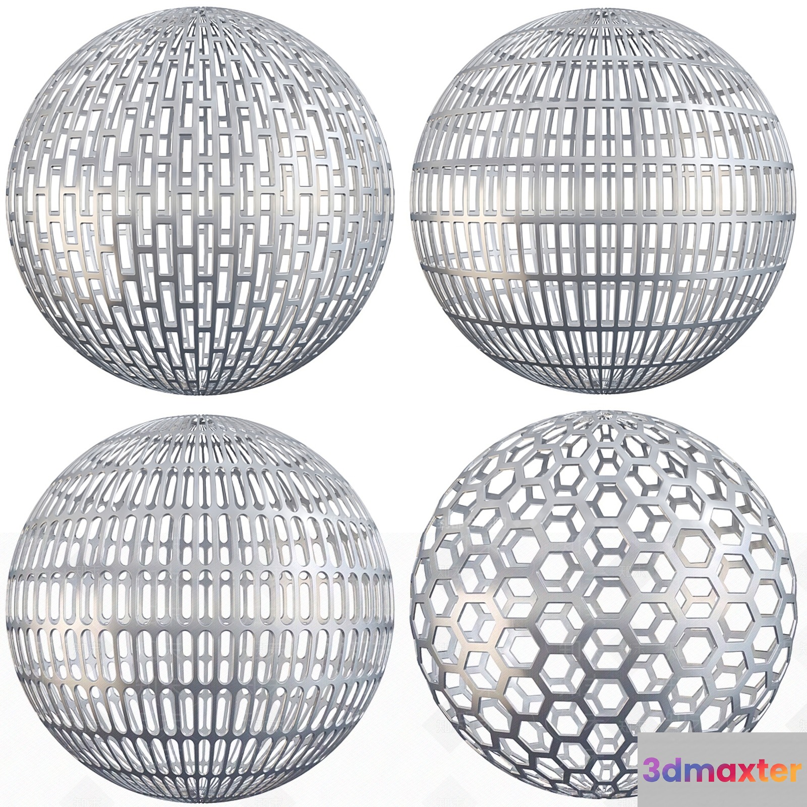 Metallic Geometric Sphere 3D Model - 4330 - VRAY Render