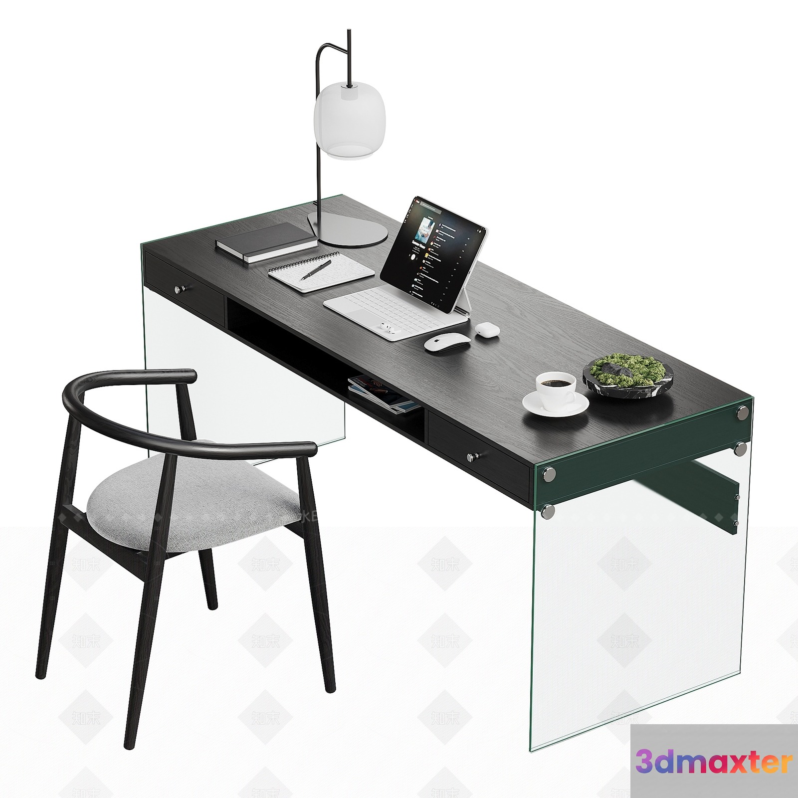 Modern Glass Desk 3D Model - 4983 - VRAY Render