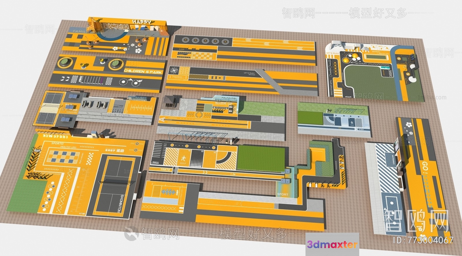A Large Floor Plan 3D Model - 7333 - VRAY Render