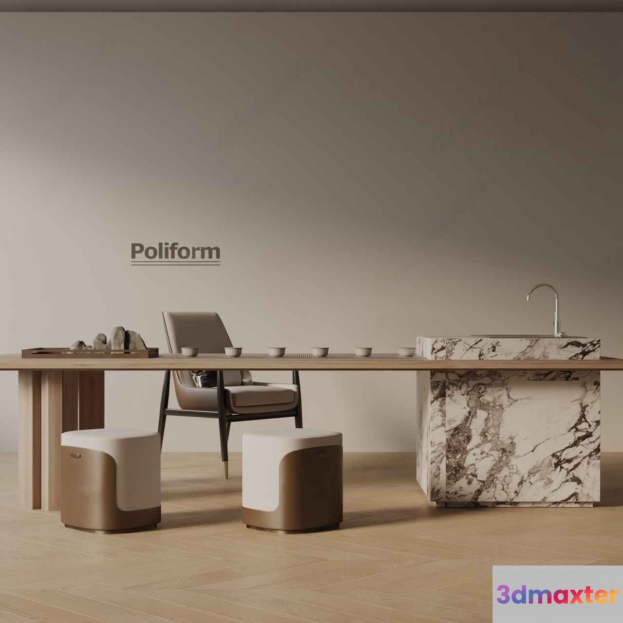 Modern Kitchen Design 3D Model - 18989 - VRAY Render