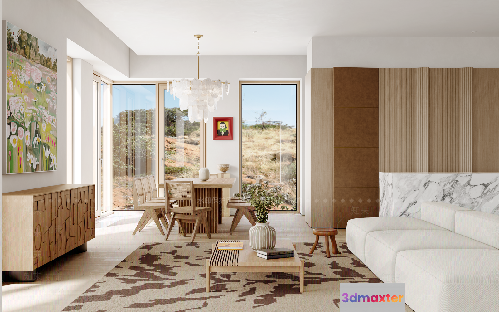 Modern Living Room 3D Model - 16617 - VRAY Render