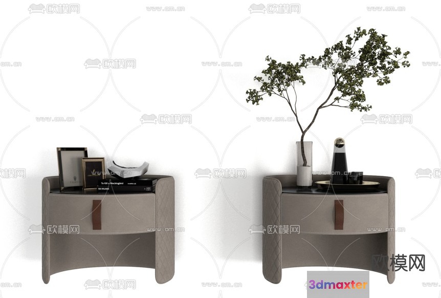 Modern Gray Nightstands 3D Model - 21038 - VRAY Render