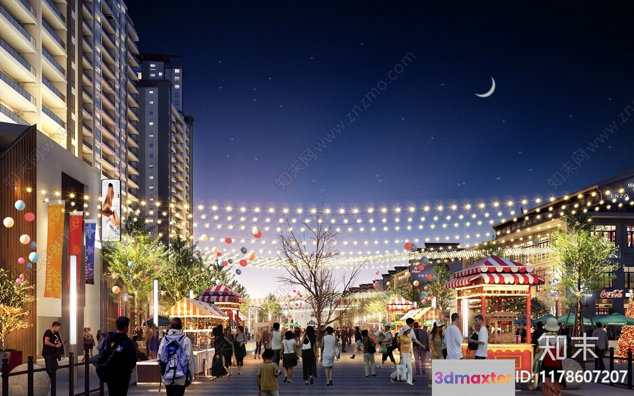 A City Street At Night 3D Model - 16510 - VRAY Render