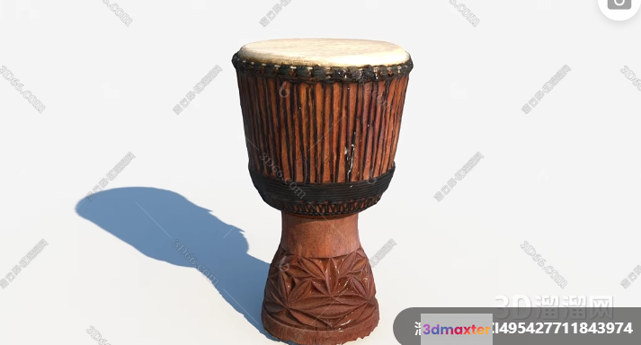 A Wooden Drum 3D Model - 23405 - VRAY Render