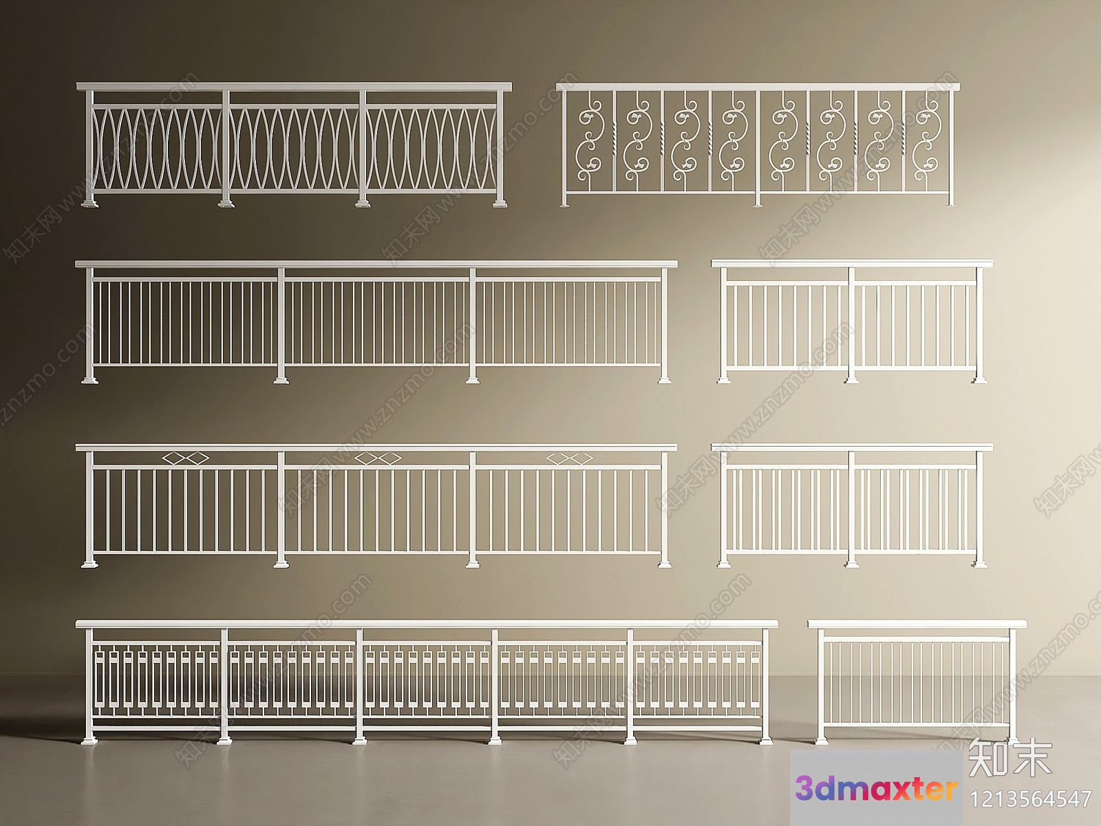 White Metal Railings 3D Model - 16840 - VRAY Render
