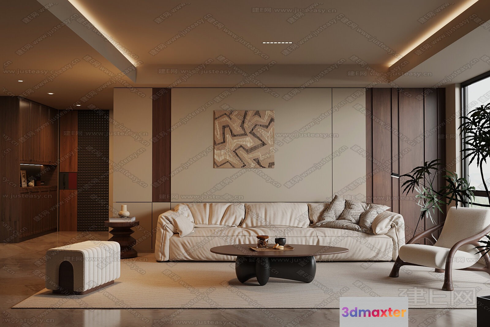 Modern Living Room 3D Model - 22351 - VRAY Render