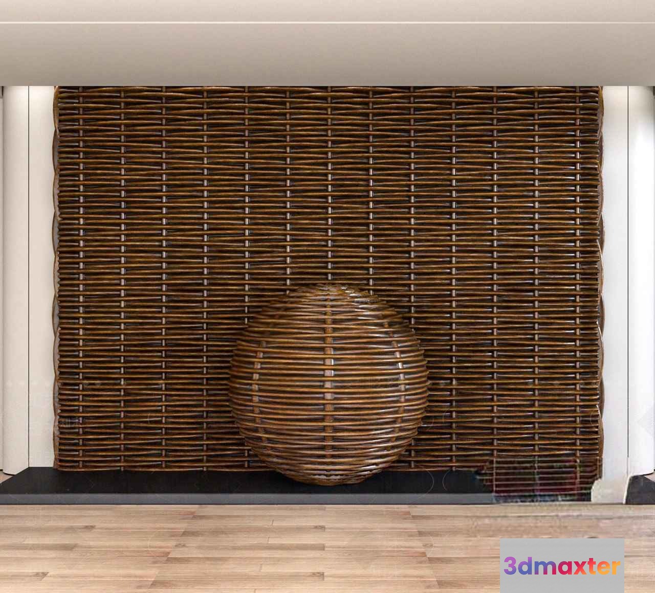 A Woven Wall With A Vase 3D Model - 17887 - VRAY Render