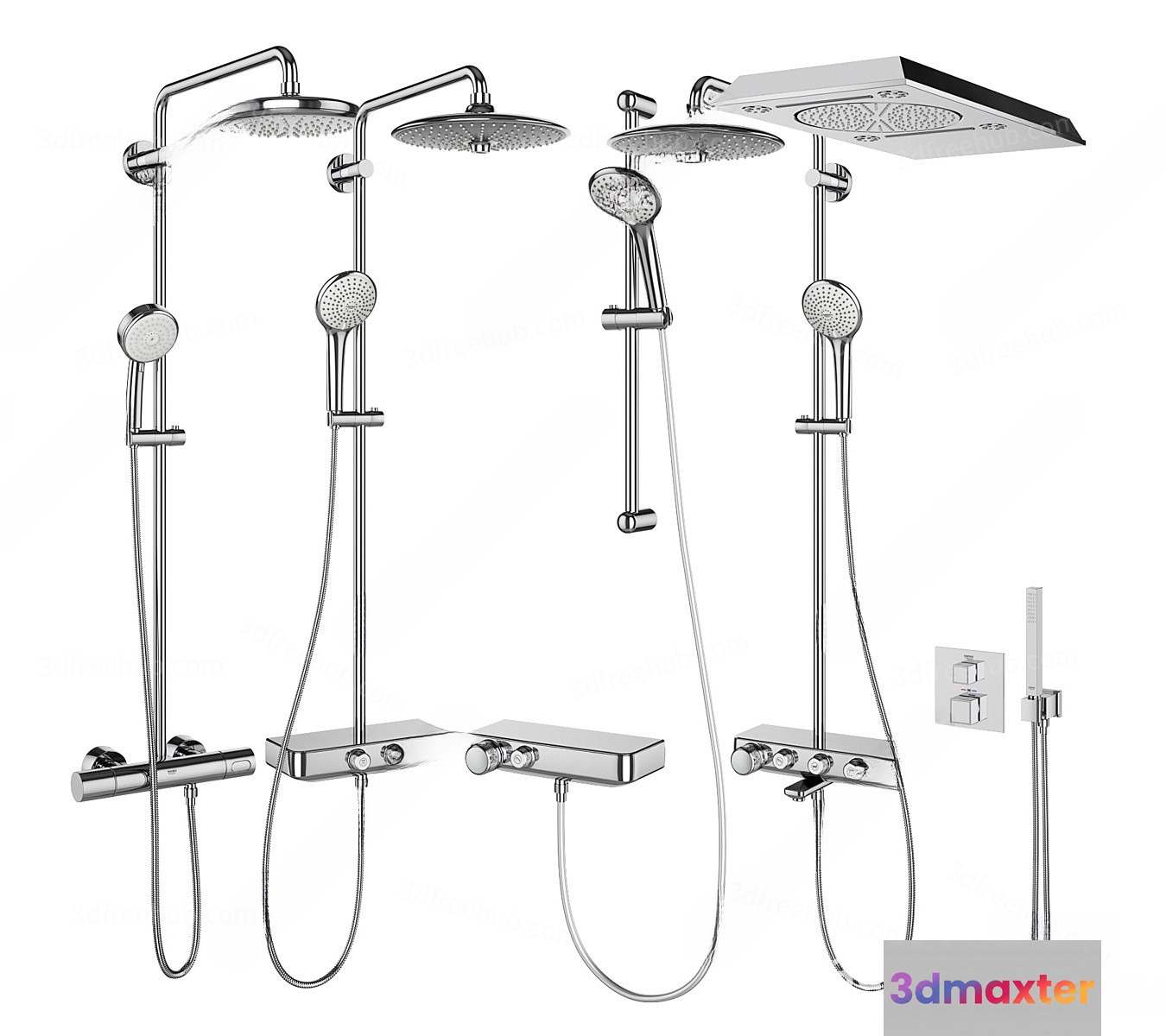 A Modern Shower System 3D Model - 22438 - VRAY Render