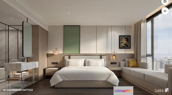 Cozy Bedroom 3D Model - 11462 - VRAY Render