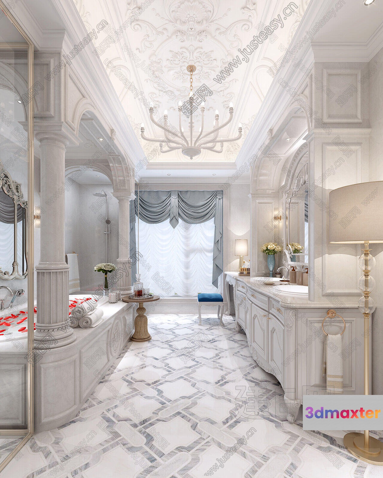 A Luxurious Bathroom 3D Model - 844 - VRAY Render