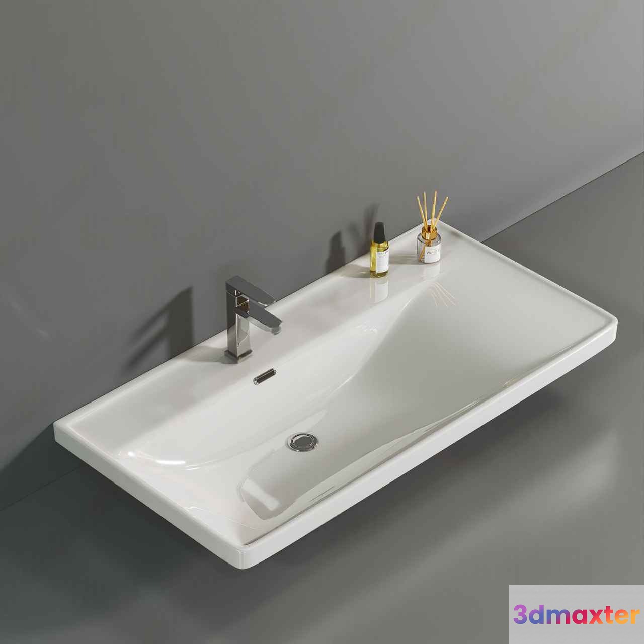 A White Bathroom Sink 3D Model - 1840 - VRAY Render